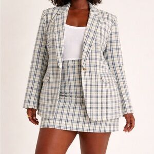 Abercrombie & Fitch Navy & Green Tweed Skort and Blazer Set Size XS/S